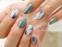 スタイリッシュネイルズ(Stylish Nails)/爽やかブルー＆マーブルデザイン