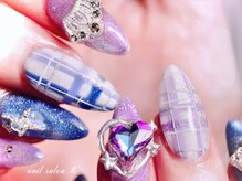 アール(R’)/チェック×キラキラnail