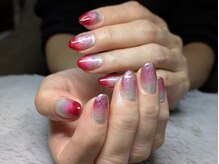 ☆クリスマス☆　ボルドー×オーロラマグネットネイル