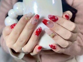 エンシンサロン(Enshin Salon)/リボン/チェックネイル