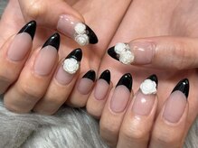 アングゥ ウル(ungu ul)/黒フレンチ/薔薇パーツ