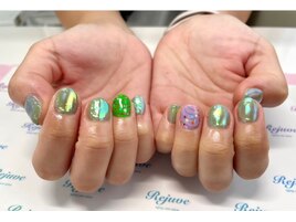 推しカラーのオーロラネイル☆