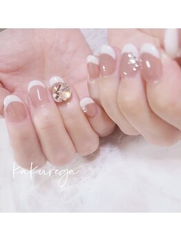 リフレッシュサロン 隠れ家/ラインストーン フレンチネイル