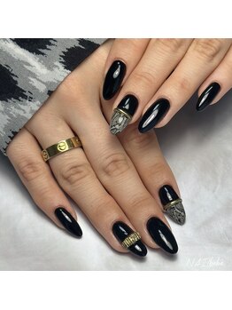 ネイルベベ(Nail bebe)/ブラック×パイソンネイル