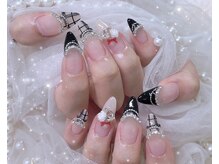ネイル アリーズ セカンド(nail Allies 2nd)/チェック　黒　フレンチ　冬