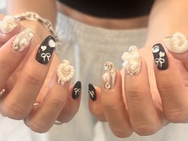 リボン、ハートネイル