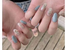 サワネイル(Sawa nail)/くすみブルー×クリアシェル