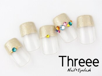 スリーネイルプラスアイラッシュ(Threee Nail+Eyelash)/カラフルストーン×ラメカラー