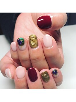 サニーサイドアップ ネイル(Sunny SideUp nail)/antique gold art