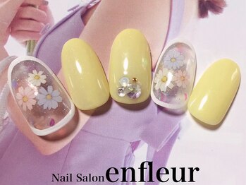囲みシースルー×お花☆ネイル