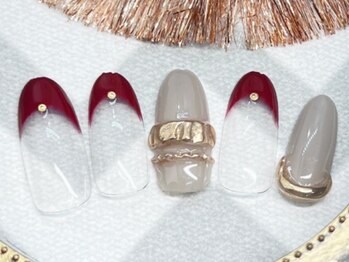 ロンズネイル(Ron's nail)/フレンチ×リングネイル