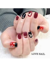 ラブネイル(LOVE NAIL)/ボルドーキャラクターネイル