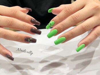 ネイルズアリー 立川店(Nails ally)/くすみ×ネオン×ニコちゃん×冬