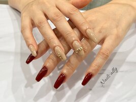 ボルドー×シュガー×くすみ×冬
