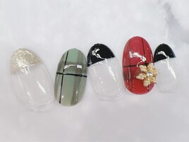 チェック×雪の結晶