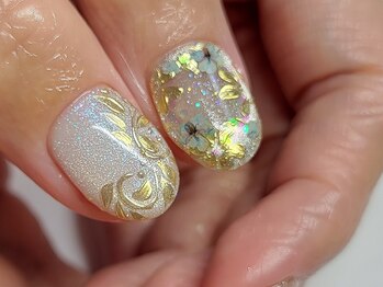 ネイルフロンティア 吉祥寺(NAIL FRONTIER)/手描きミラーボタニカル11980円