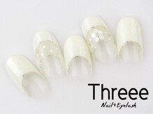 スリーネイルプラスアイラッシュ(Threee Nail+Eyelash)/レース×ダブルフレンチ