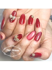 赤のマグネットネイル