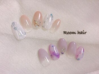 ルームヘアネイル 曙橋店(Room hair nail)/ナチュラルシアー大理石ネイル