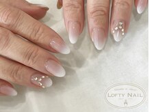 ロフティーネイル 駒川店(Lofty Nail)/エアジェルグラデ×ストーン