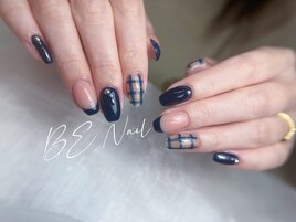 チェック＋フレンチネイル