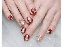 コンサート(Concert)/ボルドー×金箔の冬ネイル