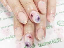 ネイルサロン 爪吉/清涼感漂うフラワーネイル♪