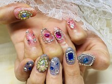 アッサンブレ(Assembler)/ストーン乗せ放題ちぐはぐネイル