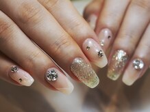 ミーナネイル(miinanail)/肌なじみスクエアビジューネイル