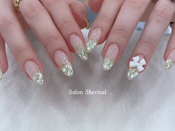 ラメグラデーション＋パーツ