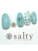 ネイルアンドアイラッシュサロン ソルティ 寺田町(salty)/押し花ネイル