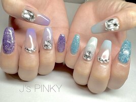 紫と水色で夏ネイル