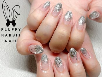 フラッフィーラビットネイル(fluffy rabbit nail)/ラメグラビジューワンホン