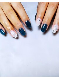 ネイビーフラワーネイル