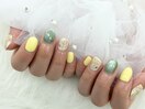 【森】イエロー ローズネイル