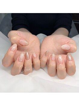 クリア(Clear)/春ツイードネイル