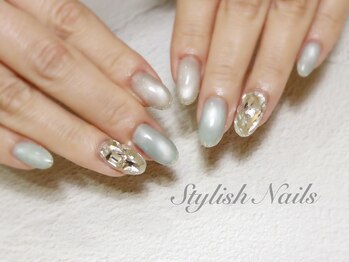スタイリッシュネイルズ(Stylish Nails)/ブルーグレーマグ＆ビジュ