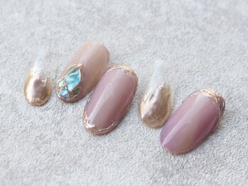 カトルナフ(quatre fois neuf)/くすみピンクアクセサリーネイル