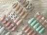 【ジェル】パーツ付き♪トレンドアート定額コース￥7500☆初回ジェルオフ無料