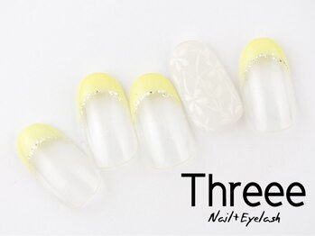 スリーネイルプラスアイラッシュ(Threee Nail+Eyelash)/マットフラワー×レース