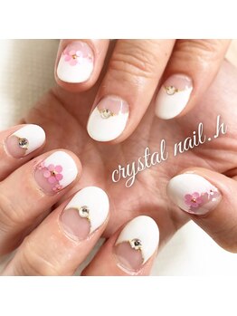 クリスタルネイル ゆめタウン博多店(CRYSTAL NAIL)/ホワイト逆フレンチネイル