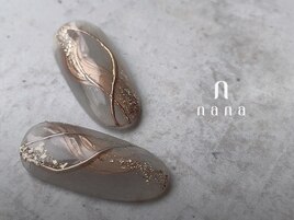 ウェーブ 秋ニュアンスネイル