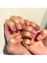 ピンクツイードネイル