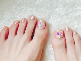 ストーン埋め込みフットネイル