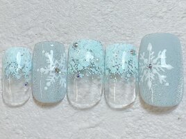 雪の結晶ネイル　手描き