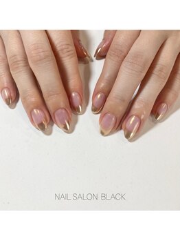 ブラック 池尻大橋店(BLACK)/ゴールドミラーフレンチネイル