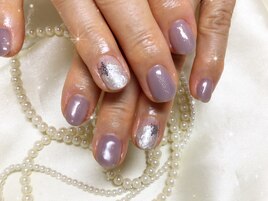 雪の結晶ネイル（パープルグレー