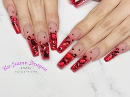 【ロングネイル】赤ネイル