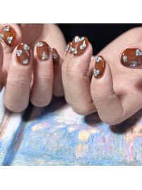 花/ホロ/マグネット/ブラウン