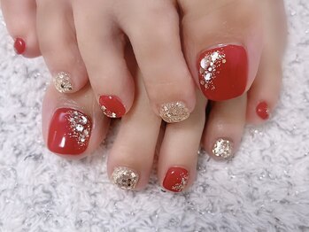 ディアリーネイル(Dearly Nail)/【フット】レッドネイル